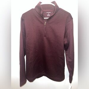 Van Heusen Men’s 1/4 Zip Sweater | Burgundy Pullover Long Sleeve | Size M | NWT